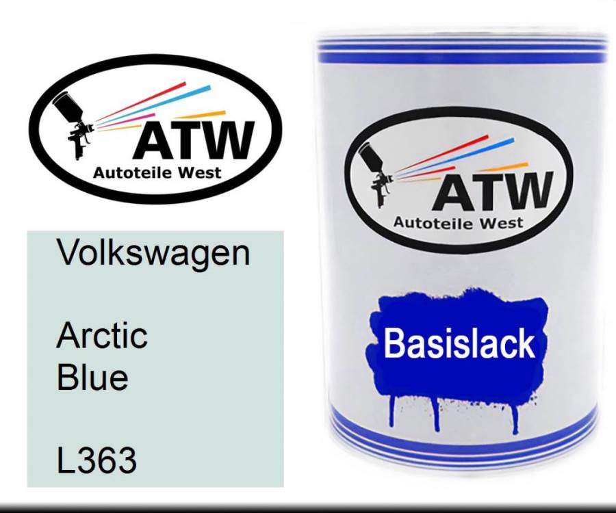 Volkswagen, Arctic Blue, L363: 500ml Lackdose, von ATW Autoteile West.